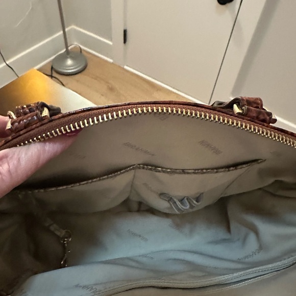 Brahmin Brown and Tan Crocodile Embossed Satchel - Picture 3 of 8